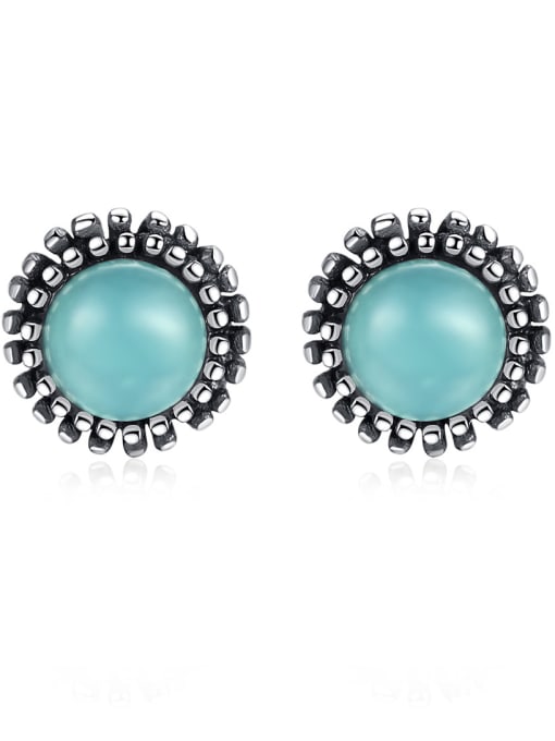 Turquoise Vintage Round Stud Earrings
