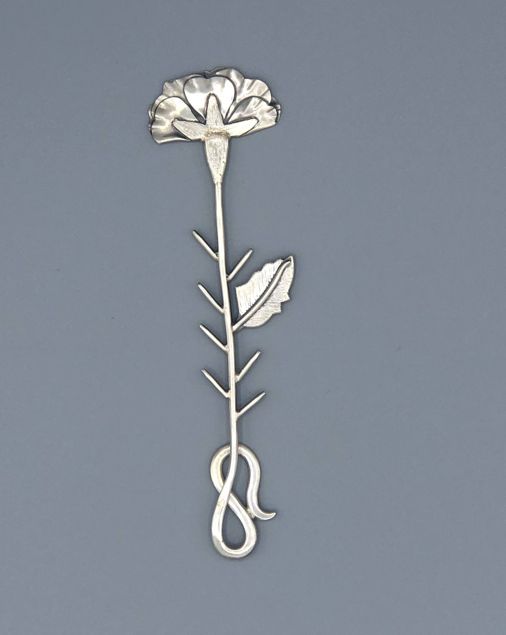 Cornflower Dried Flower Sphere Bookmark. Rod 12 Cm Silver. 