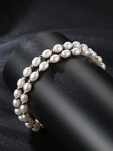 Sterling Silver 19cm Freshwater Pearl  Cubic Zirconia Bracelet in White   Pascoes