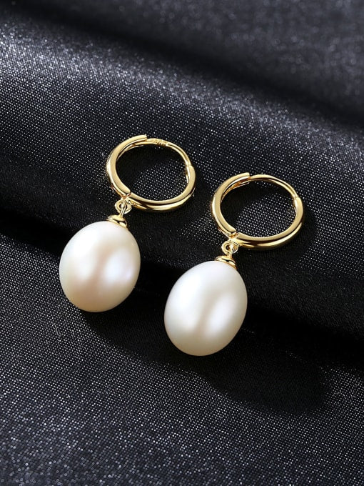 FreshWater Pearl Drop Gold Earrings